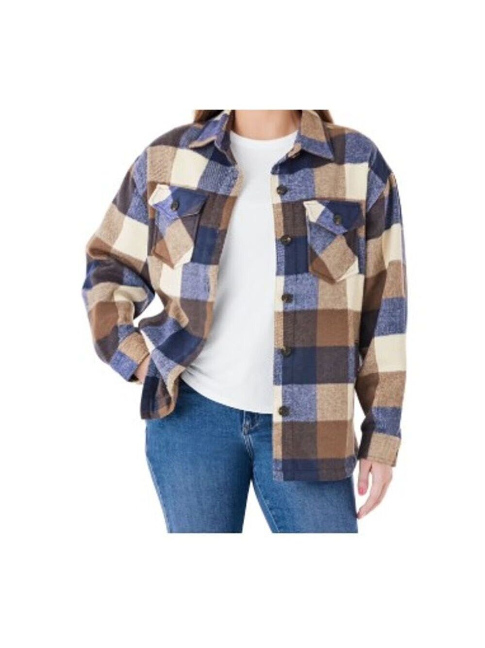 Women's Shacket Blue and Brown Size XS - Picture 2 of 5